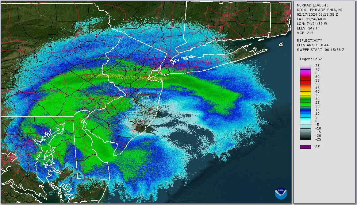 (NOAA) New Jersey Radar February 2024
