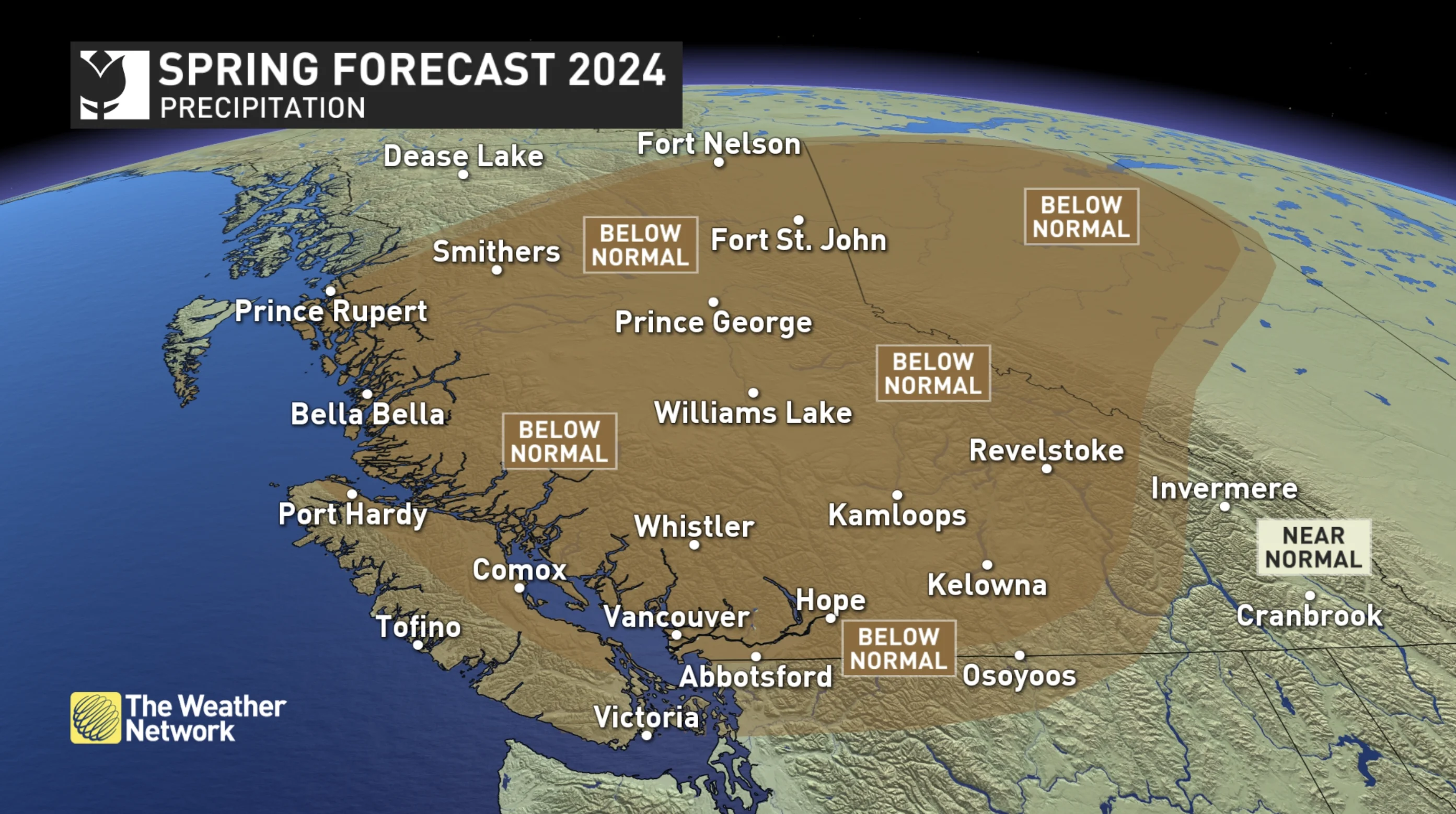 B.C. SPRING 2024 Forecast. Low precipitation 