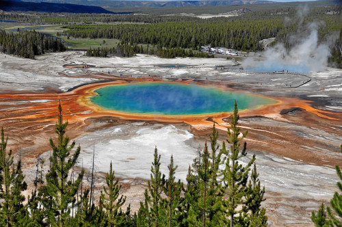 Grand Prismatic Spring Steam Tornado Yellowstone 