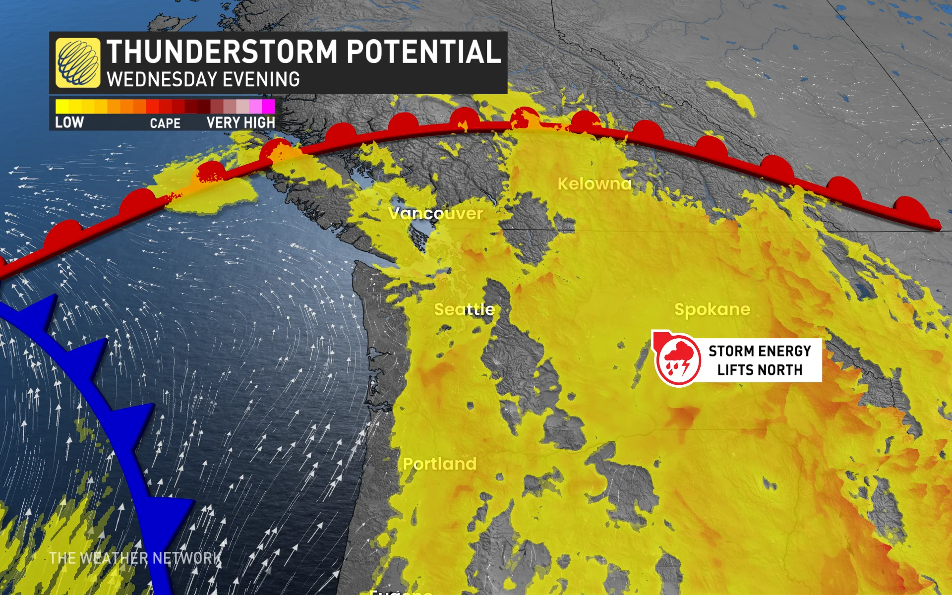 B.C. thunderstorm energy Wednesday evening