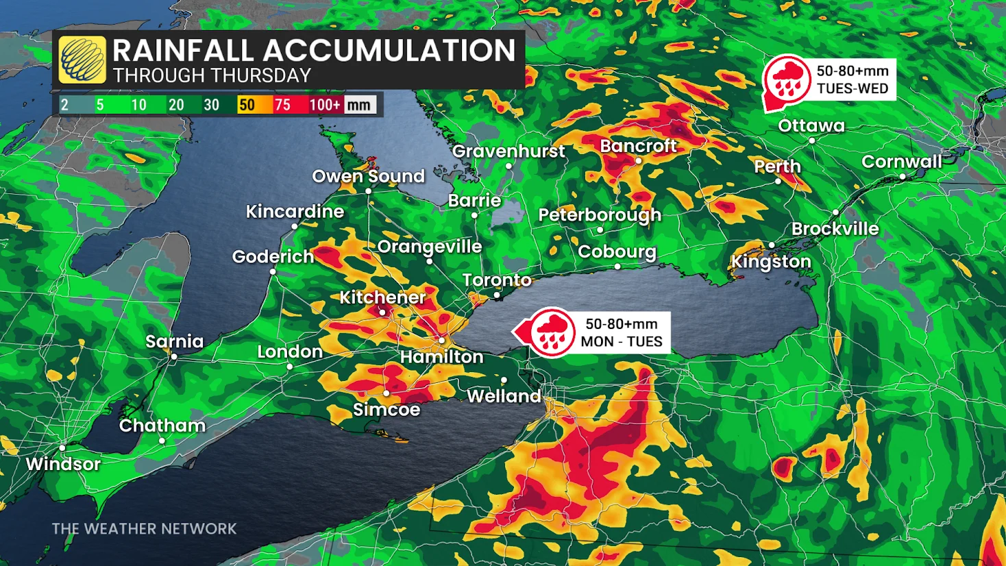 Ontario, Storm, Thursday, Rain, July 27, 2026. (The Weather Network)