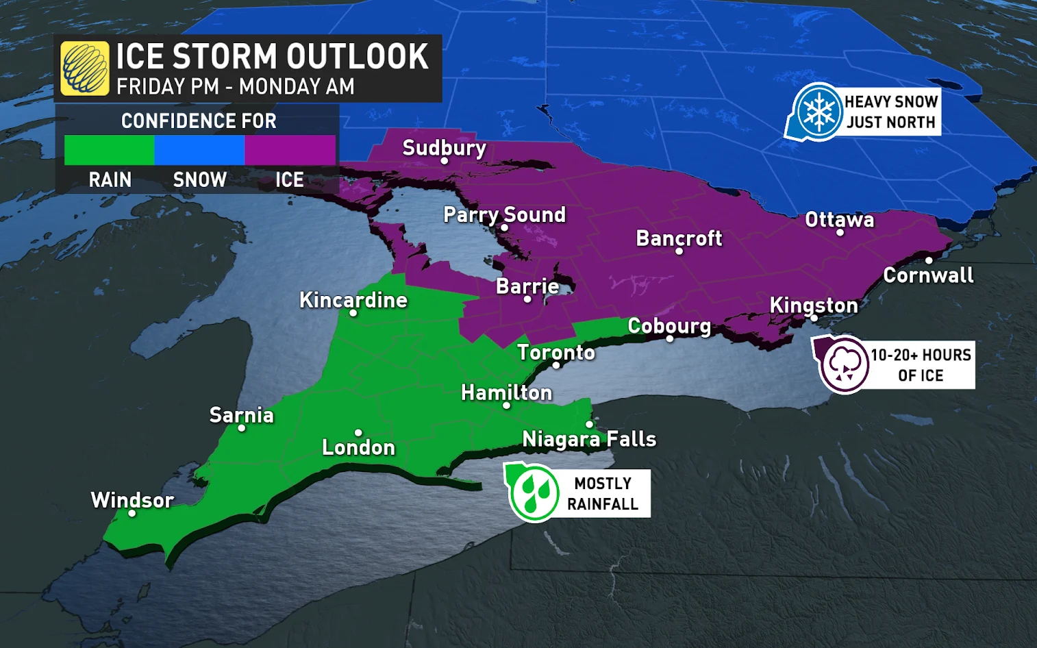 Ontario weekend ice storm precipitation type outlook (updated) - March 26, 2025
