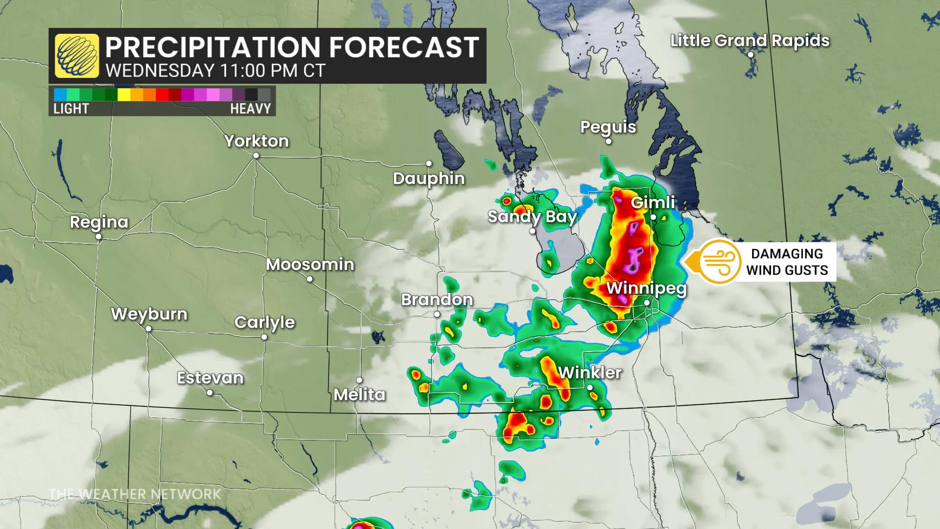Prairies precipitation timing Wednesday overnight