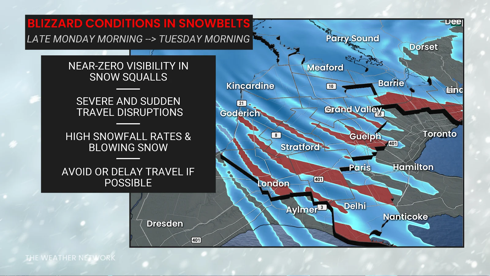 Ontario blizzard conditions snowbelts