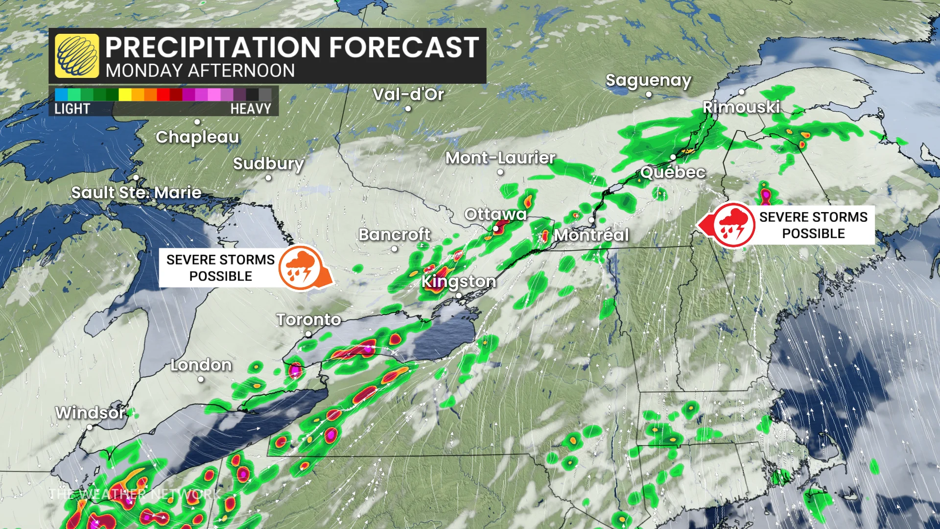 Baron - Monday afternoon precipitation Ontario - July7