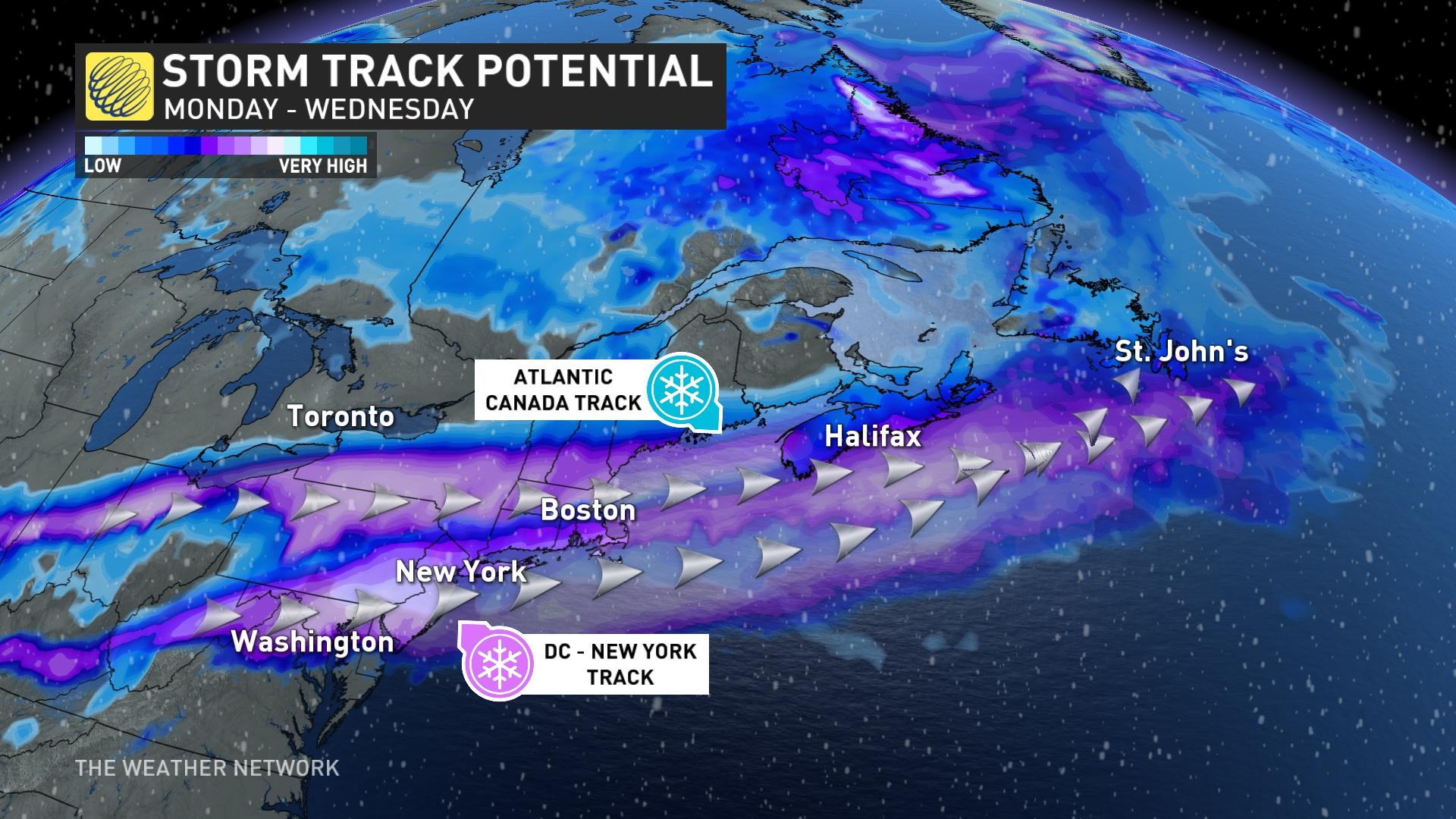 Atlantic Canada storm track potential