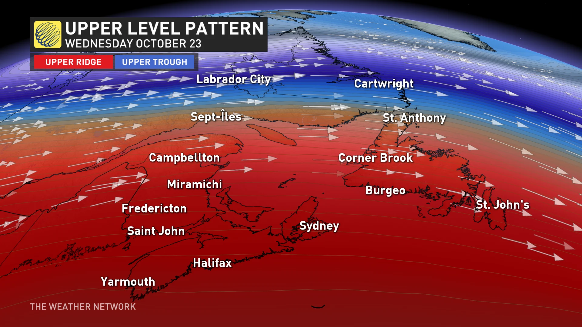 Eastern Canada upper level ridge