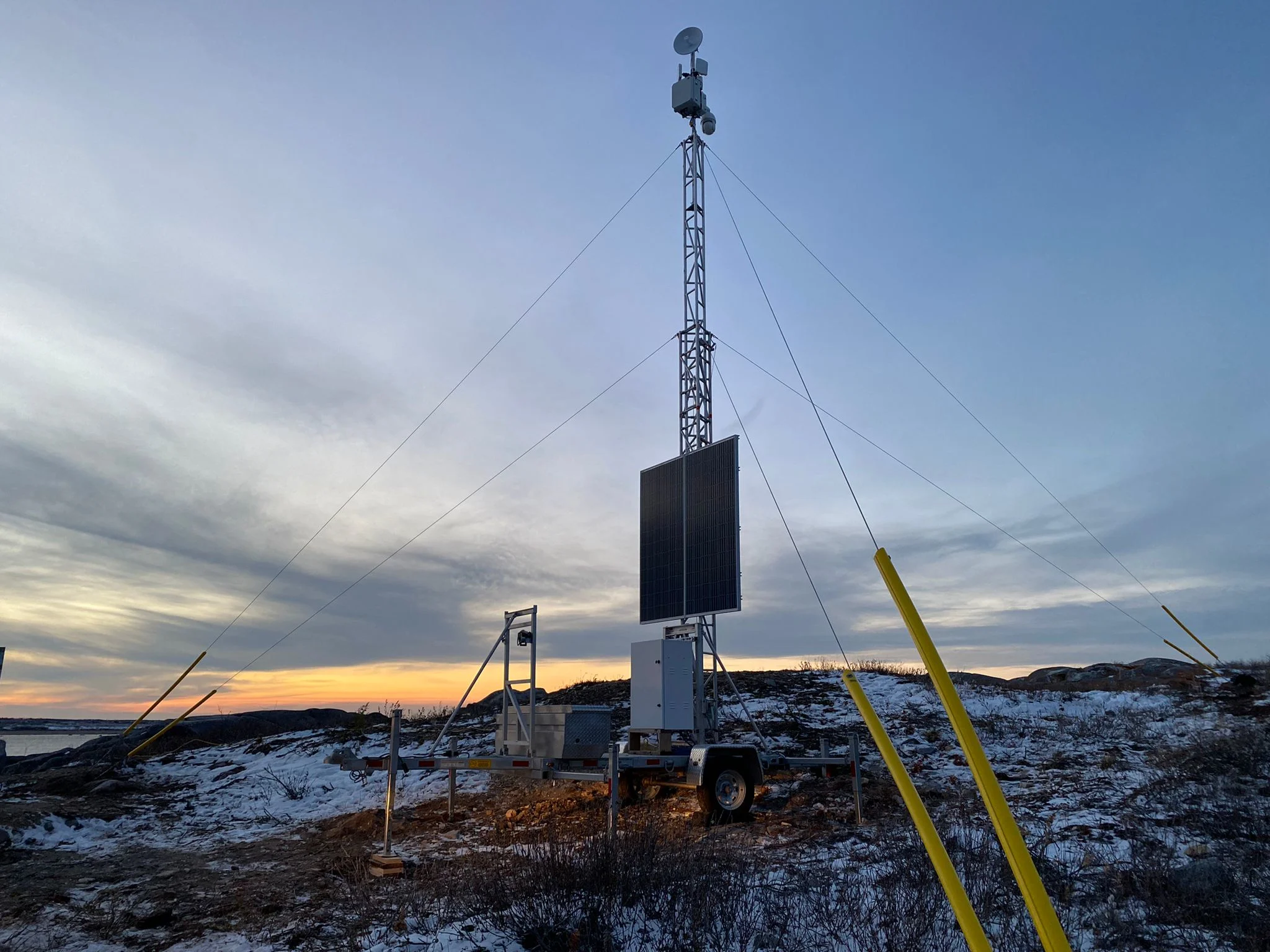 The mobile radar tower deployed in Churchill. (Erinn Hermsen/ Polar Bears International)