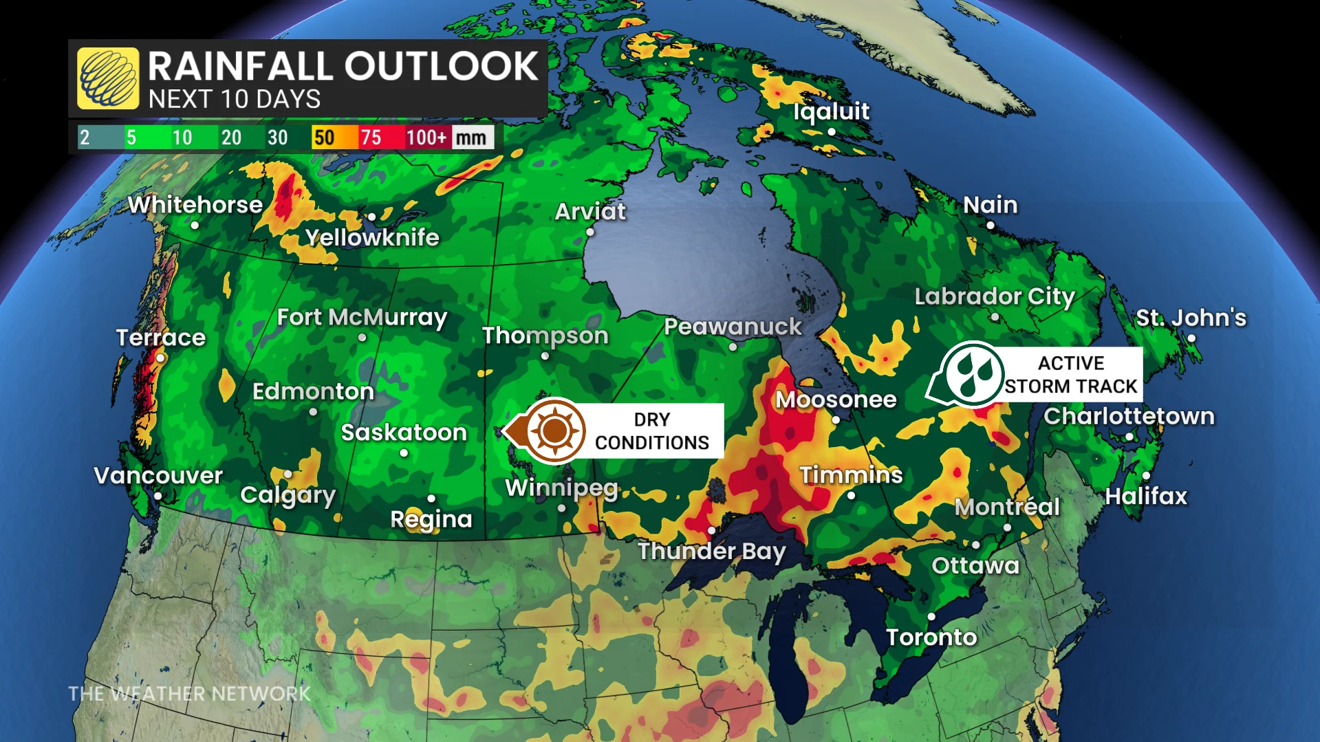 Canada rainfall outlook next 10 days