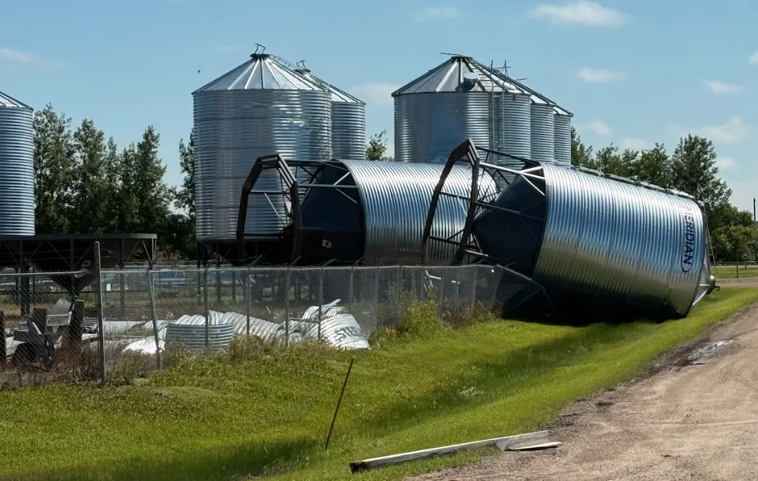 CBC - Toppled grain bins Prince Albert Sask windstorm - Lisa Risom