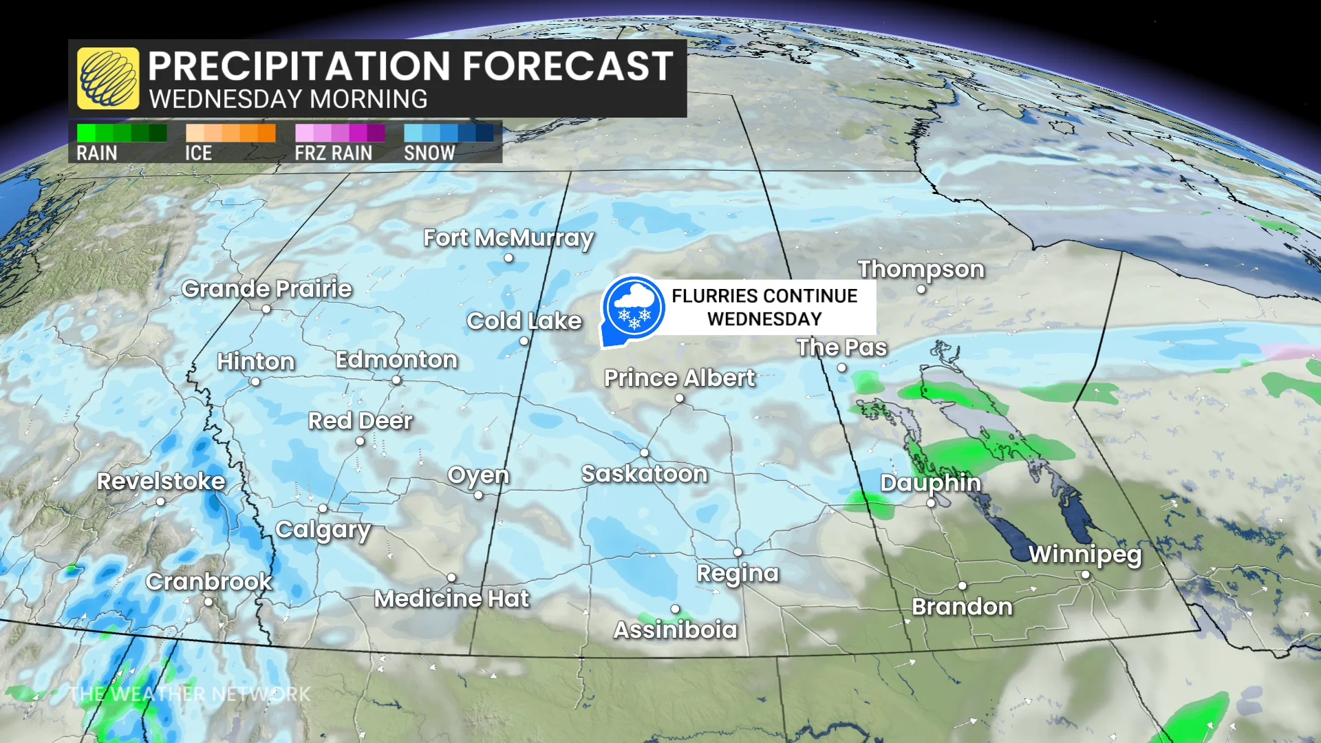 Prairies Wednesday morning forecast snow - Oct. 27, 2026