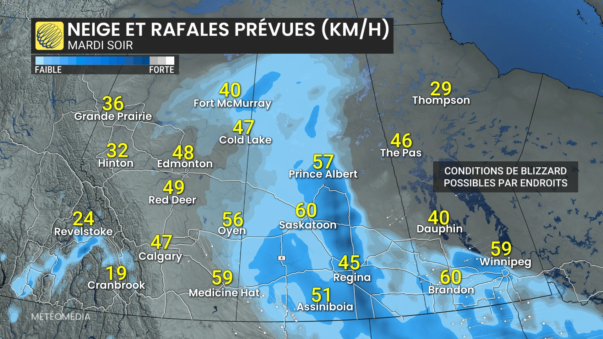 neige et rafales prevues