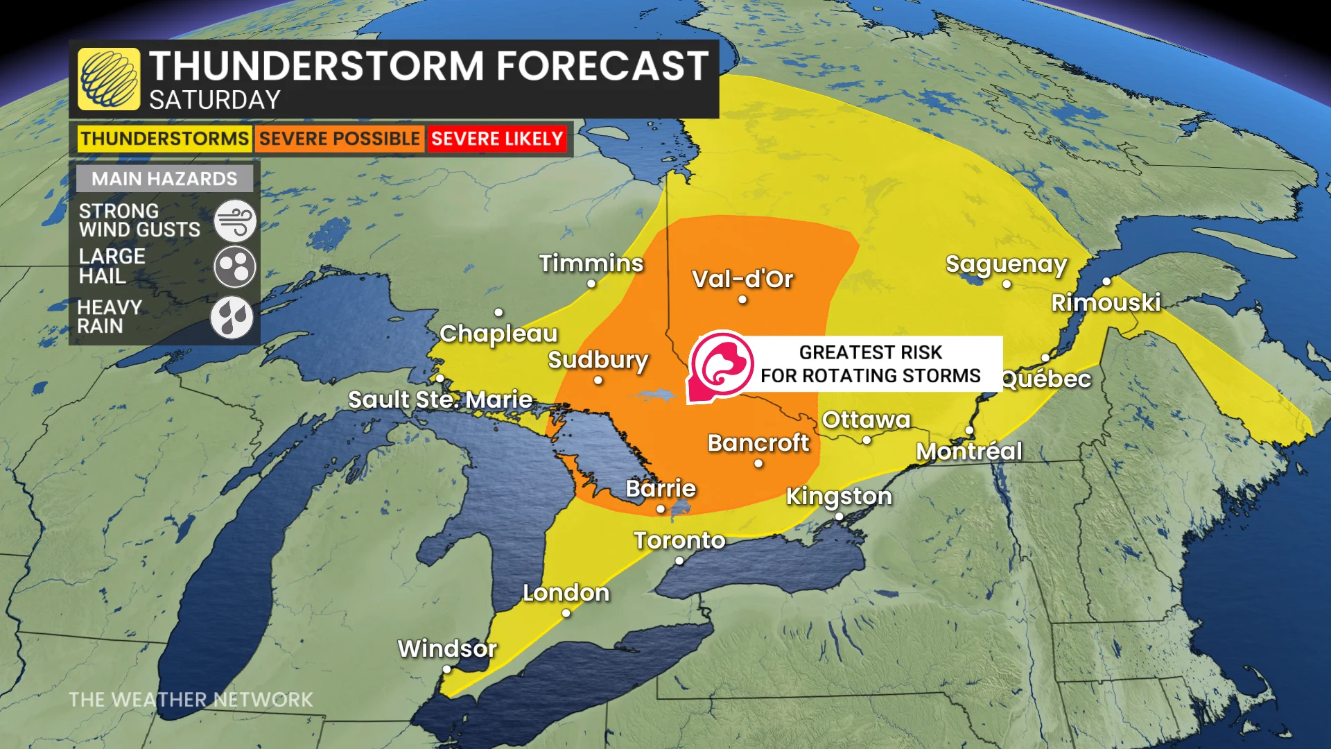 Ontario and Quebec Saturday severe thunderstorm risk - June 13, 2026
