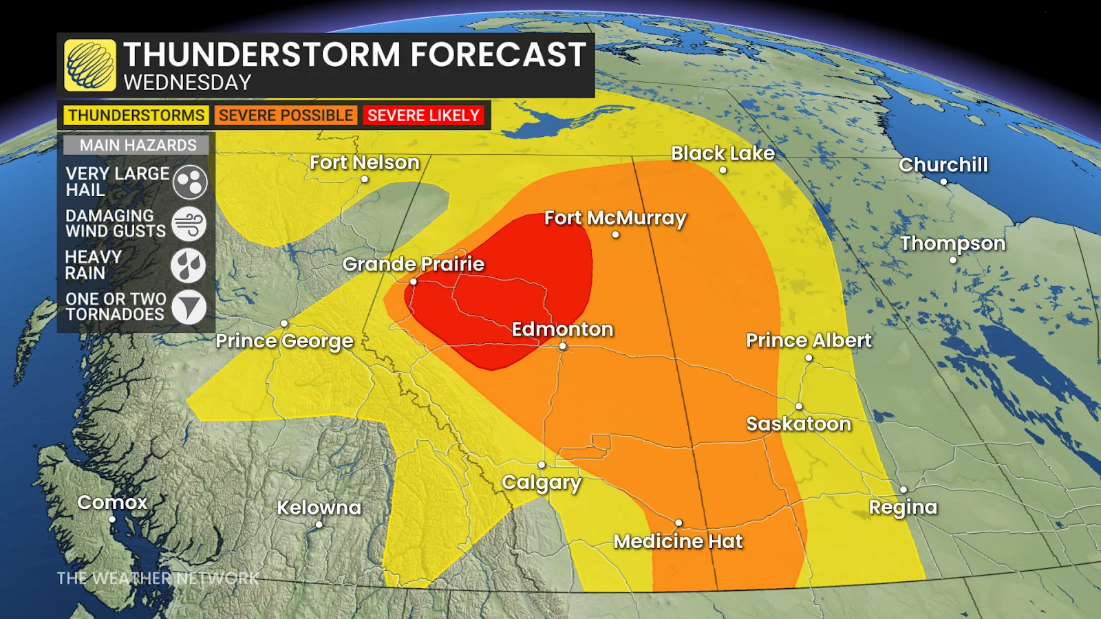 Prairies Wednesday storm risk - July 2, 2025