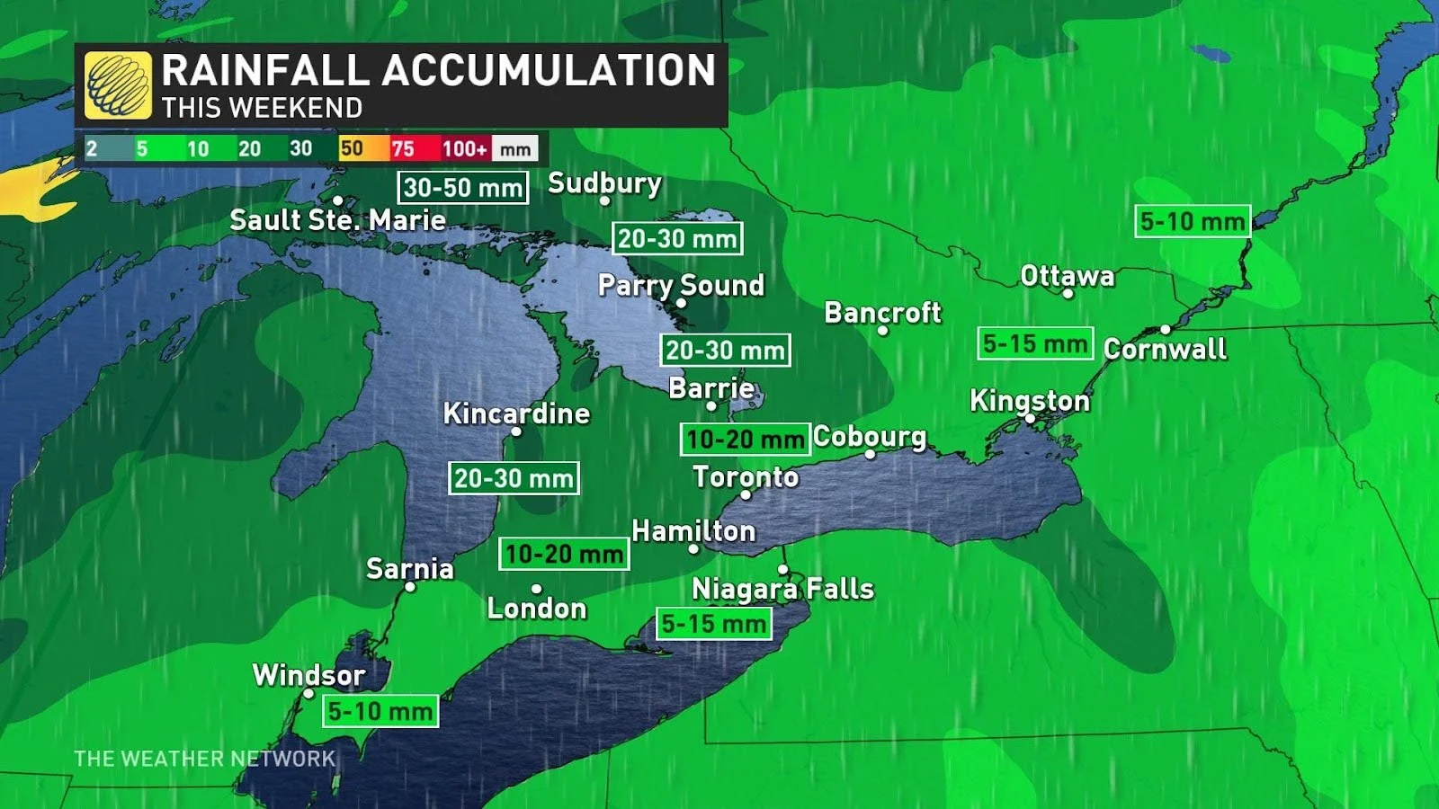 southern Ontario weekend rain totals April 26 2024