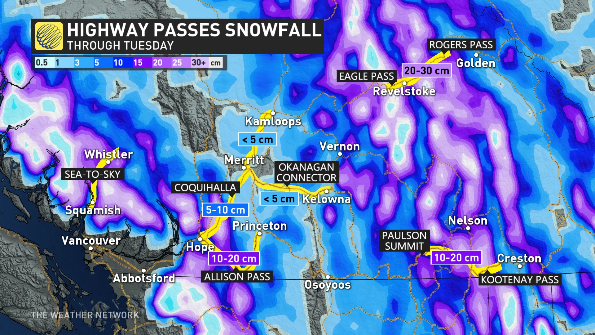 B.C. snowfall outlook through Monday_Nov. 3