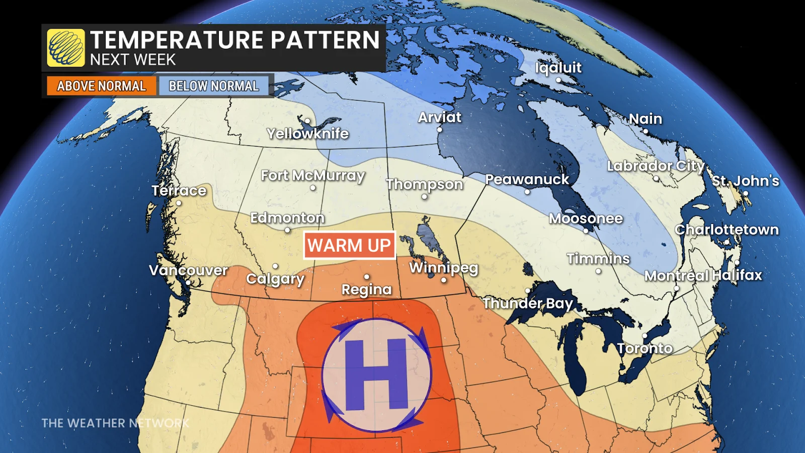 Canada temperature pattern April 19-25, 2026