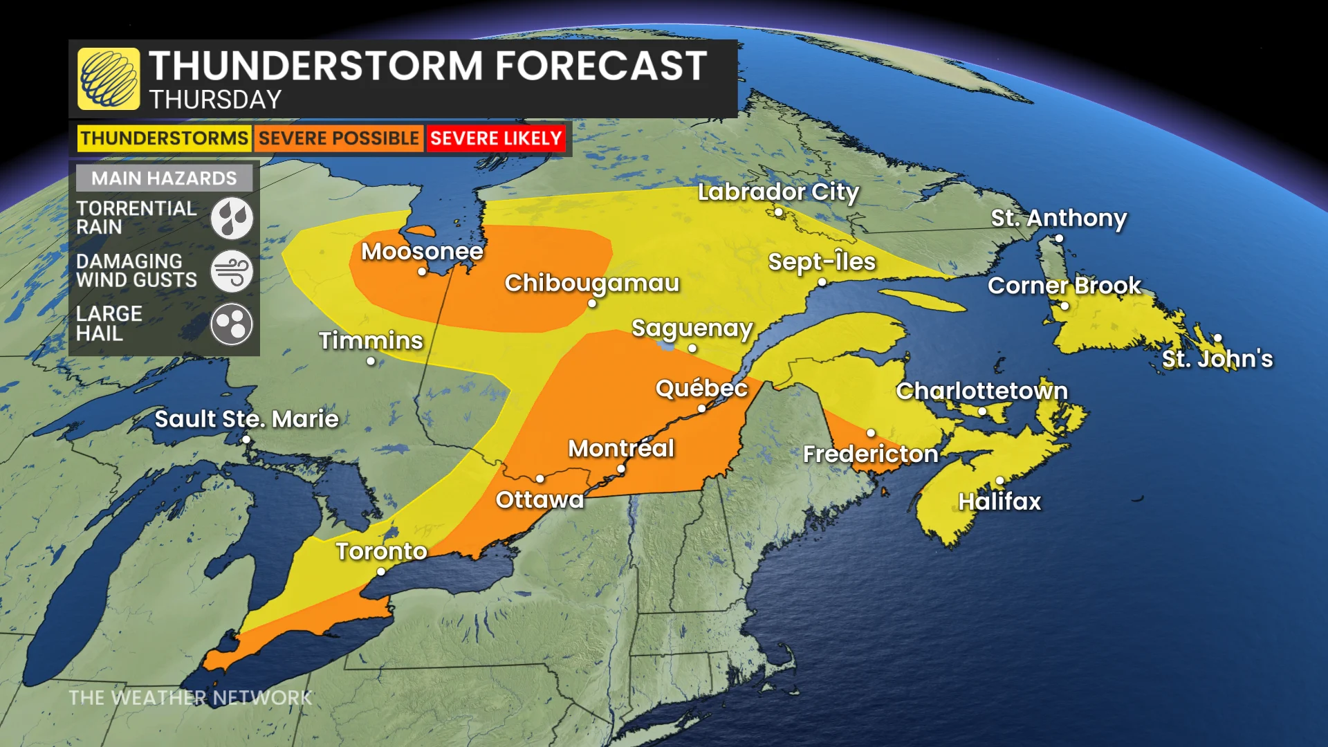 ONQC Thunderstorm Forecast Thursday
