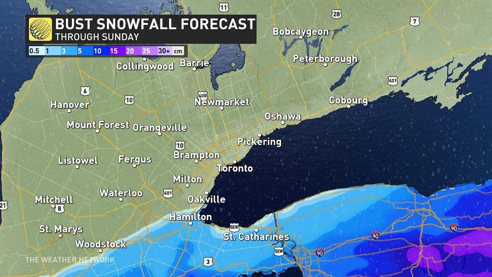 Ontario snowfall BUST scenario