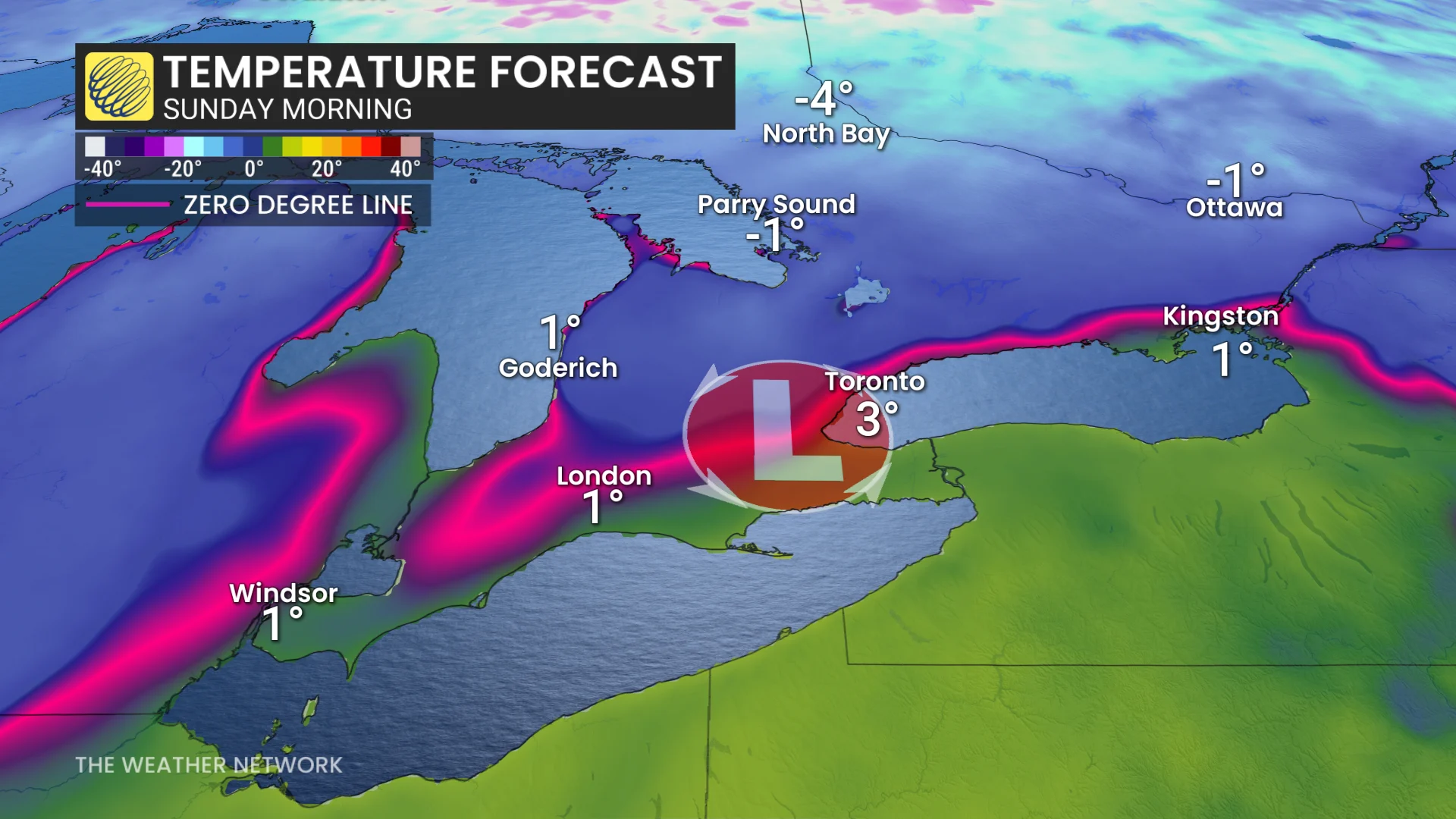 Baron - Ontario Sunday morning temperatures - Nov6