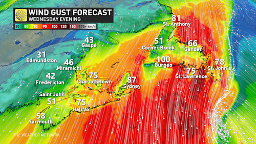 Back To Back Storms Threaten Snow Freezing Rain And Gusty Winds Atlantic Canada Wind Gust Forecast Nov 13 2024 