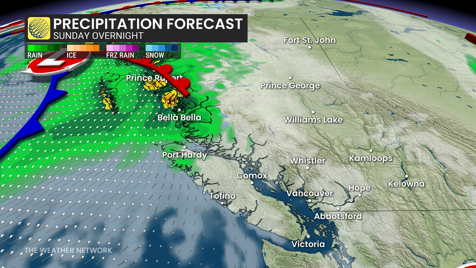 BC Precipitation Sunday overnight