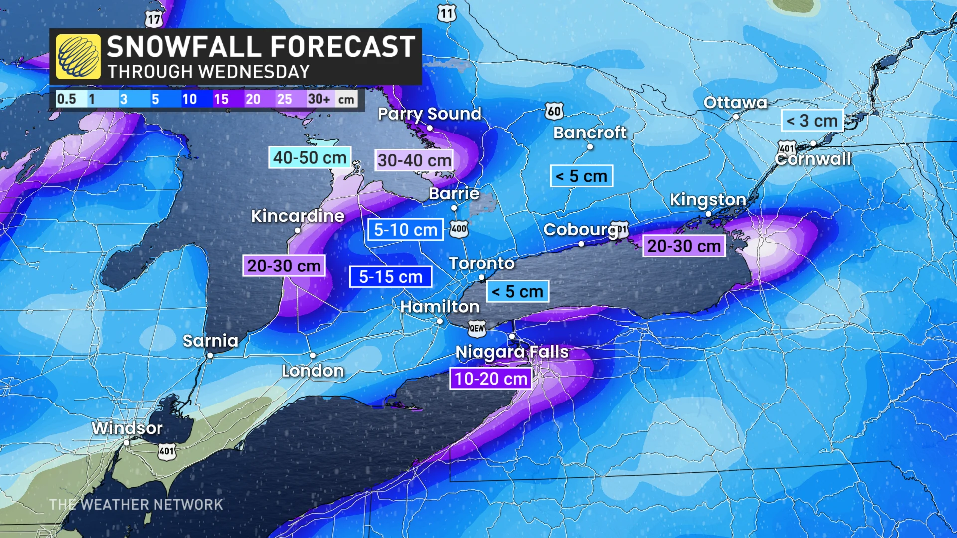 Baron - Ontario snow totals - Jan20
