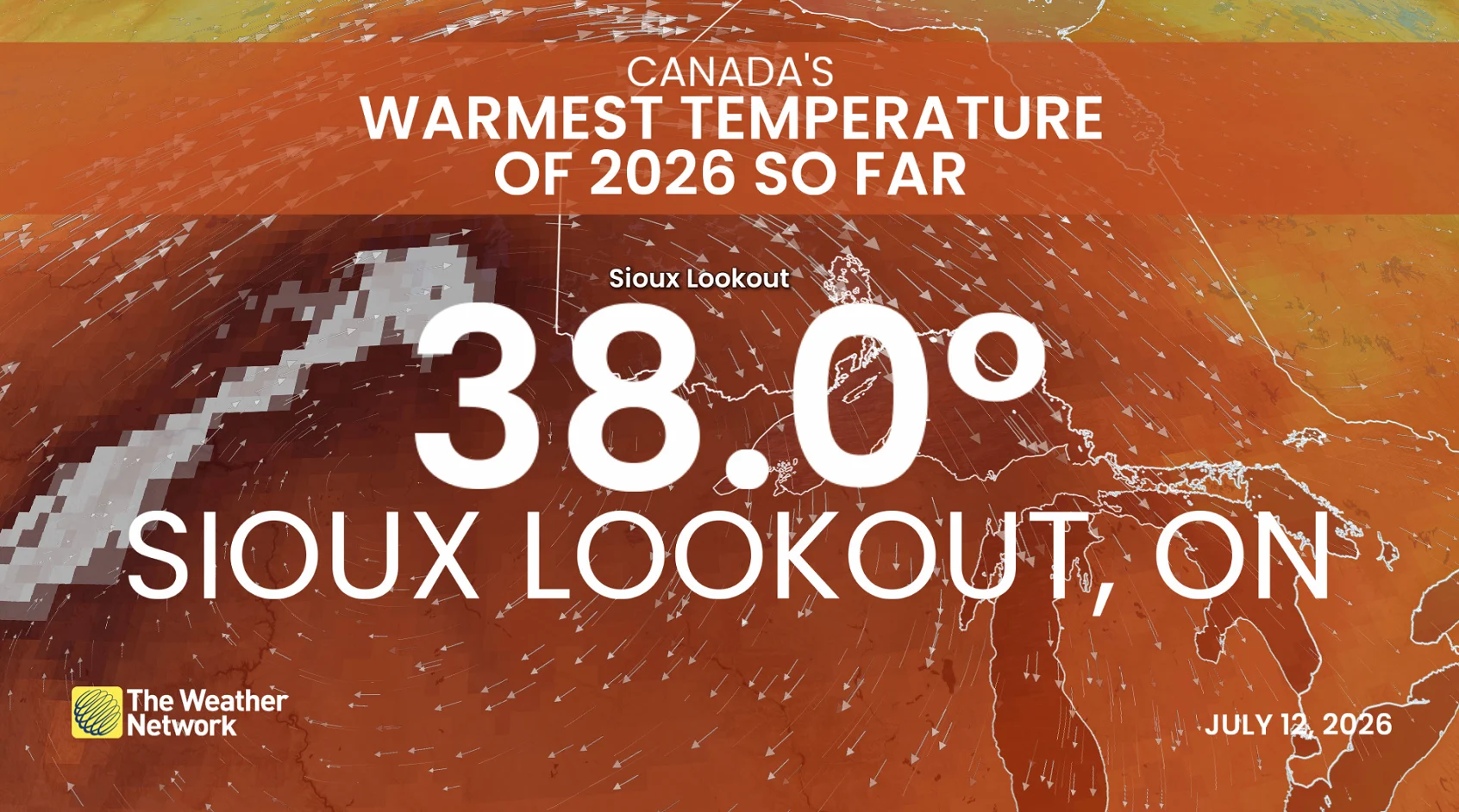 Baron - Sioux Lookout warmest temperature of 2026 - July 12