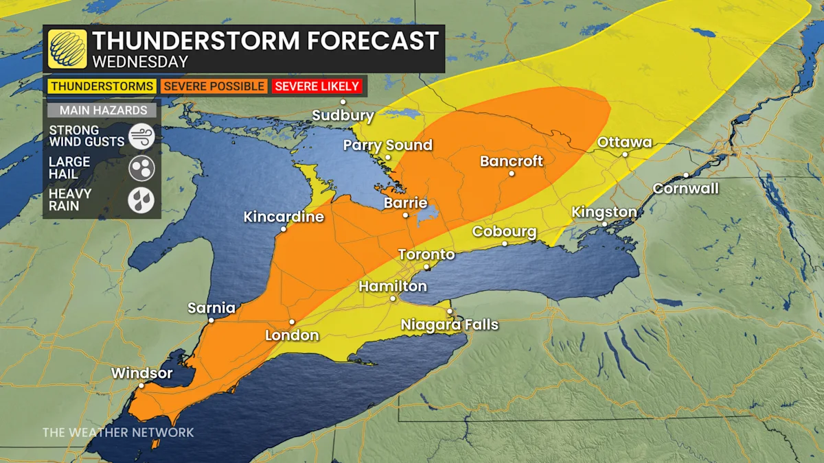 Severe thunderstorm threat as hot, muggy air hits southern Ontario ...