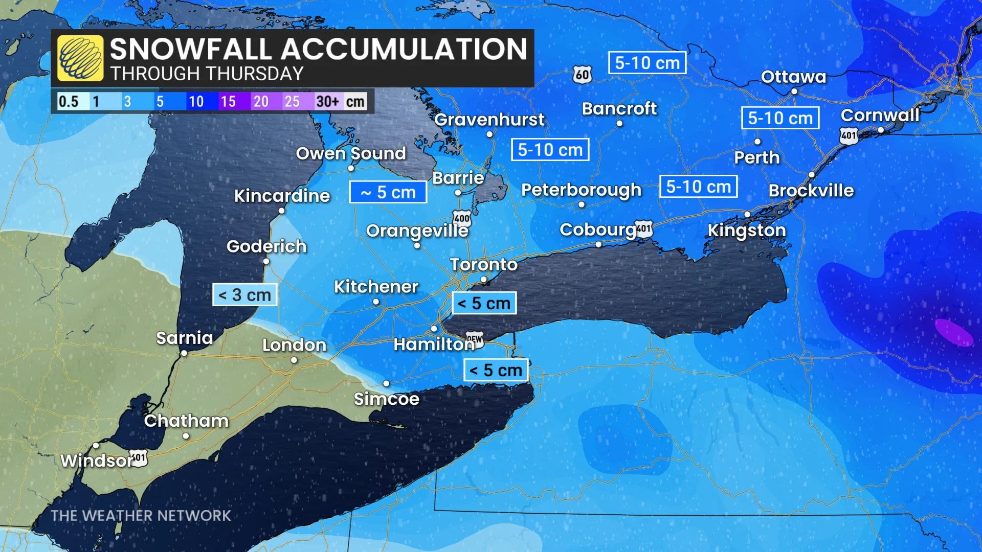 Baron - Ontario snow totals - Feb6