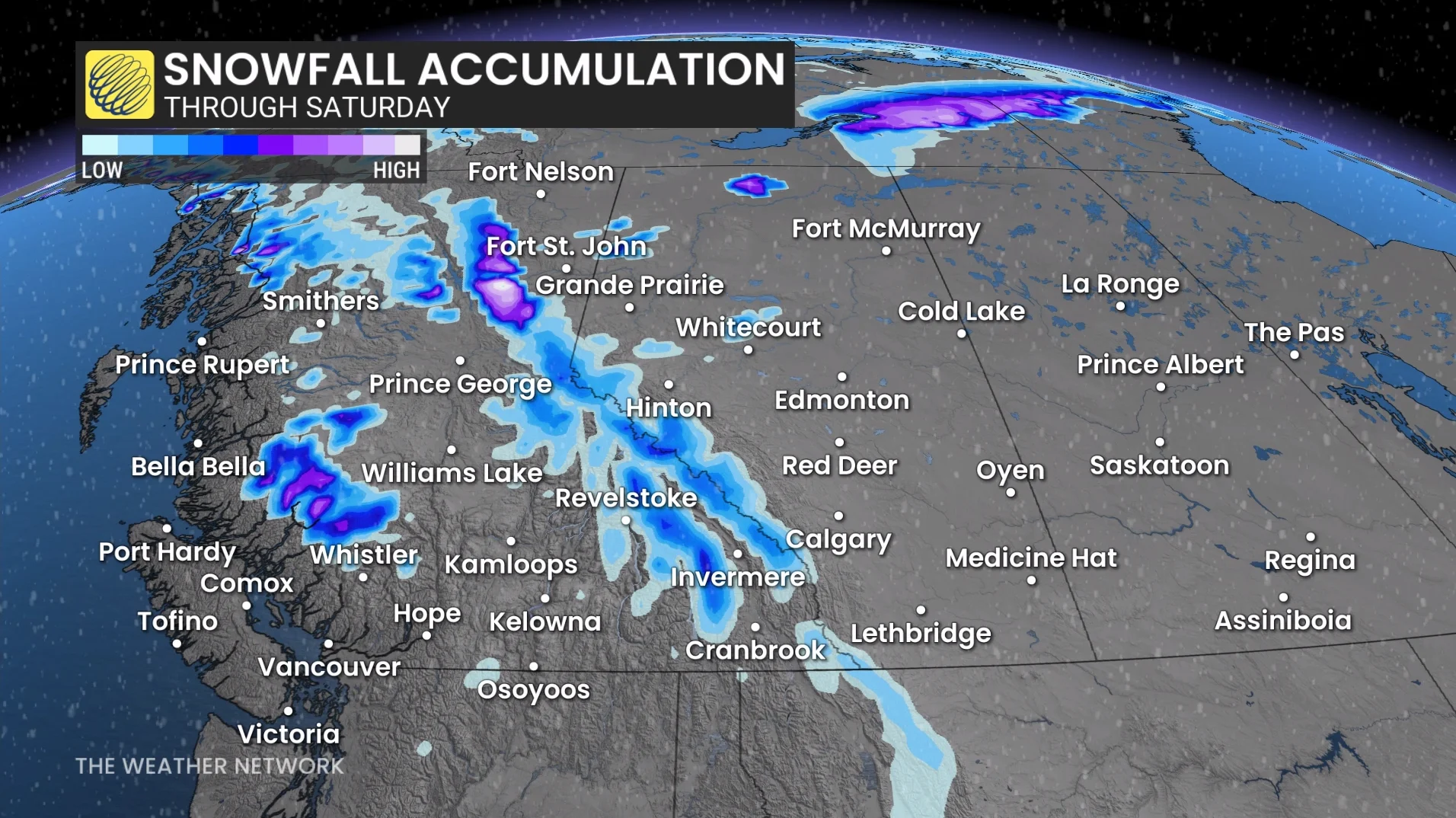 Western Canada fall alpine snow forecast - Sept. 24, 2026