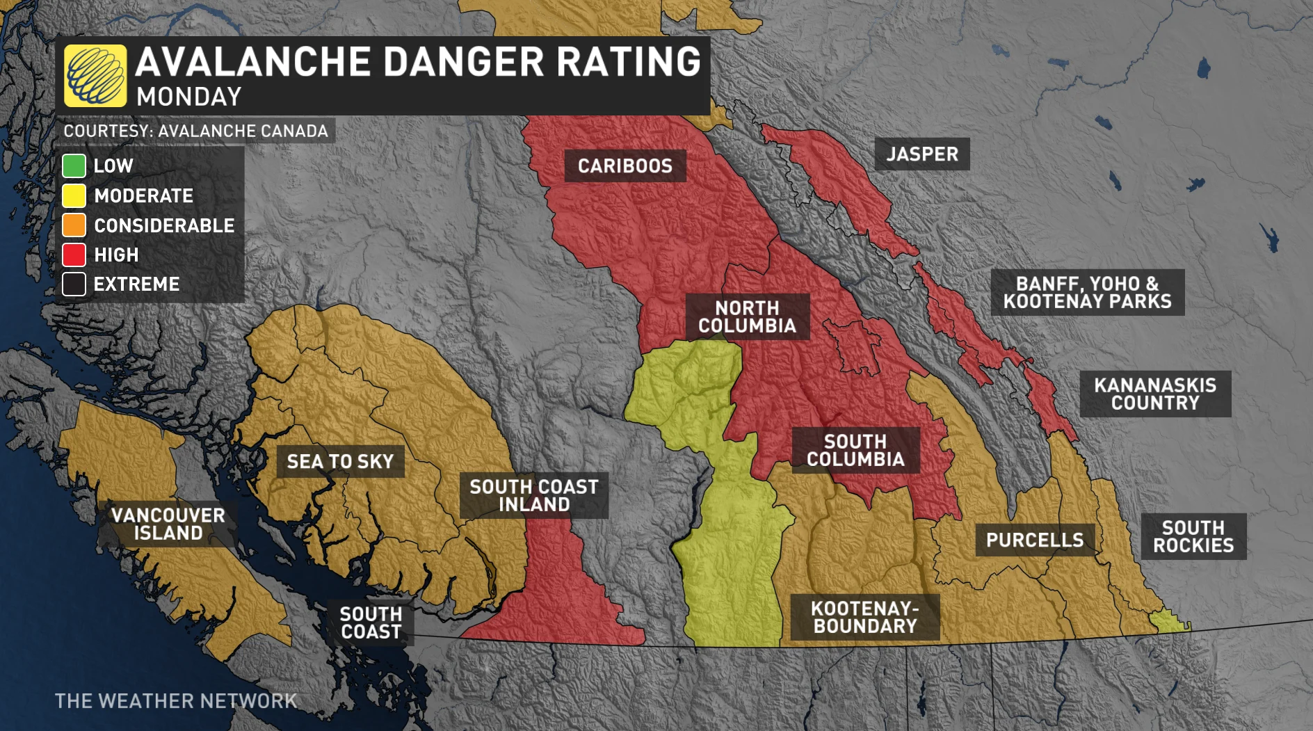B.C. Avalanche risk Monday