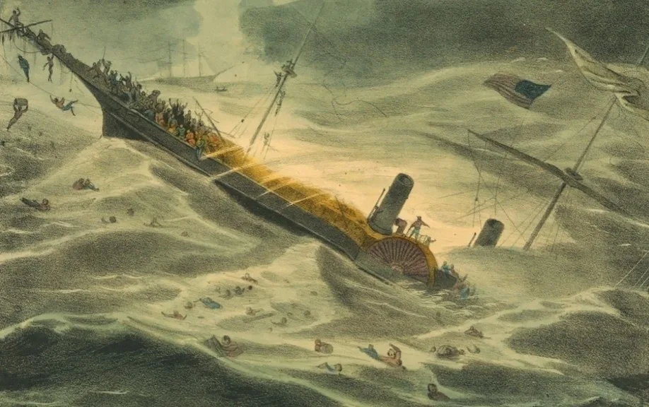The SS Central America sank carrying 578 people and 30,000 pounds of gold