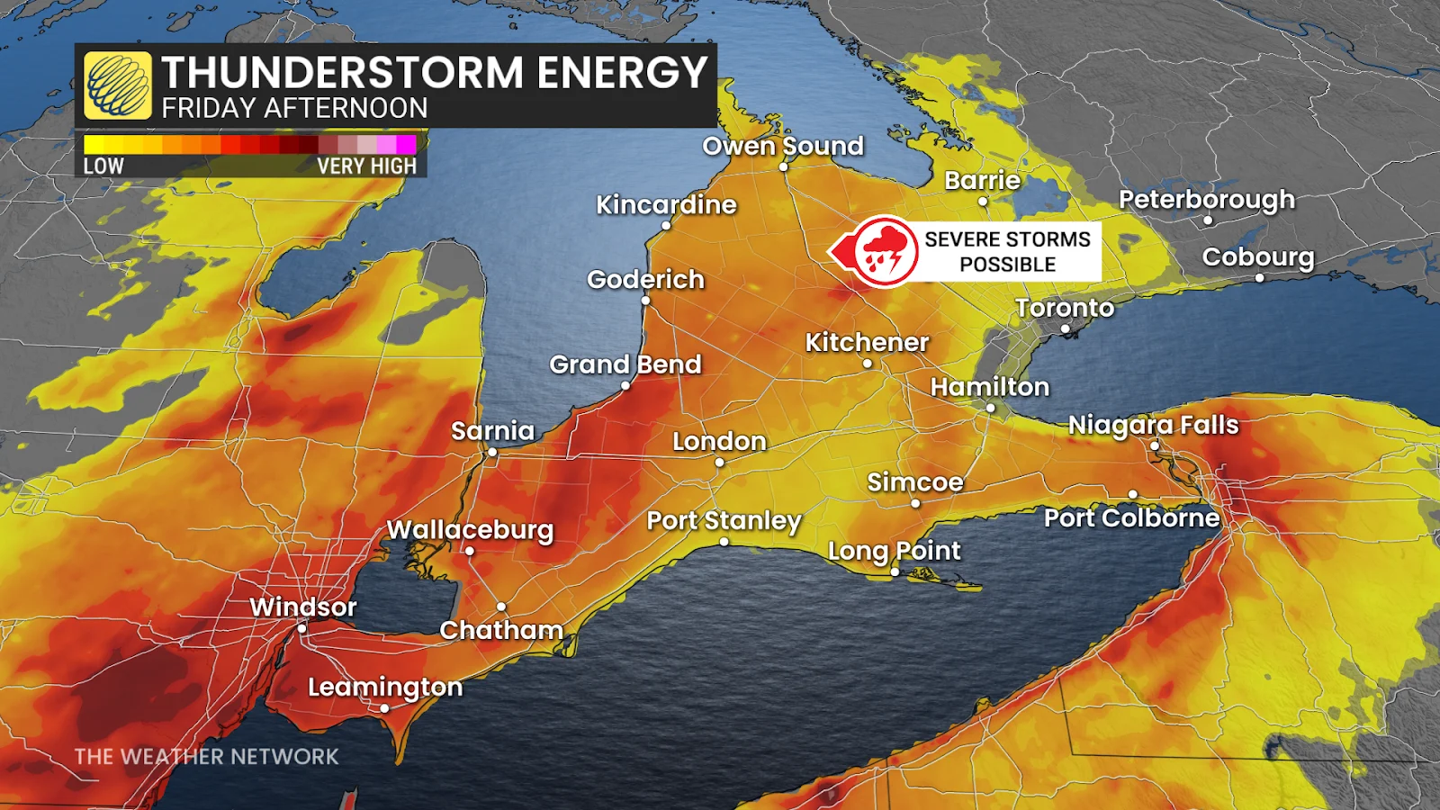 Southern Ontario Friday thunderstorm energy - June 27, 2025