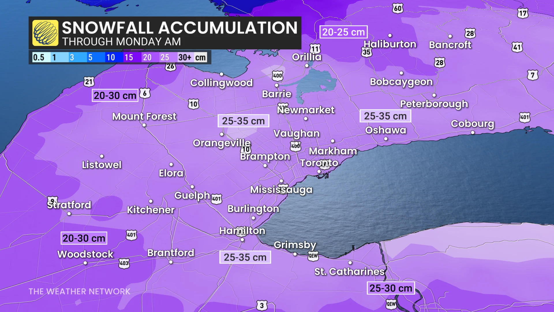 Southern Ontario Snow Outlook Zoomed In