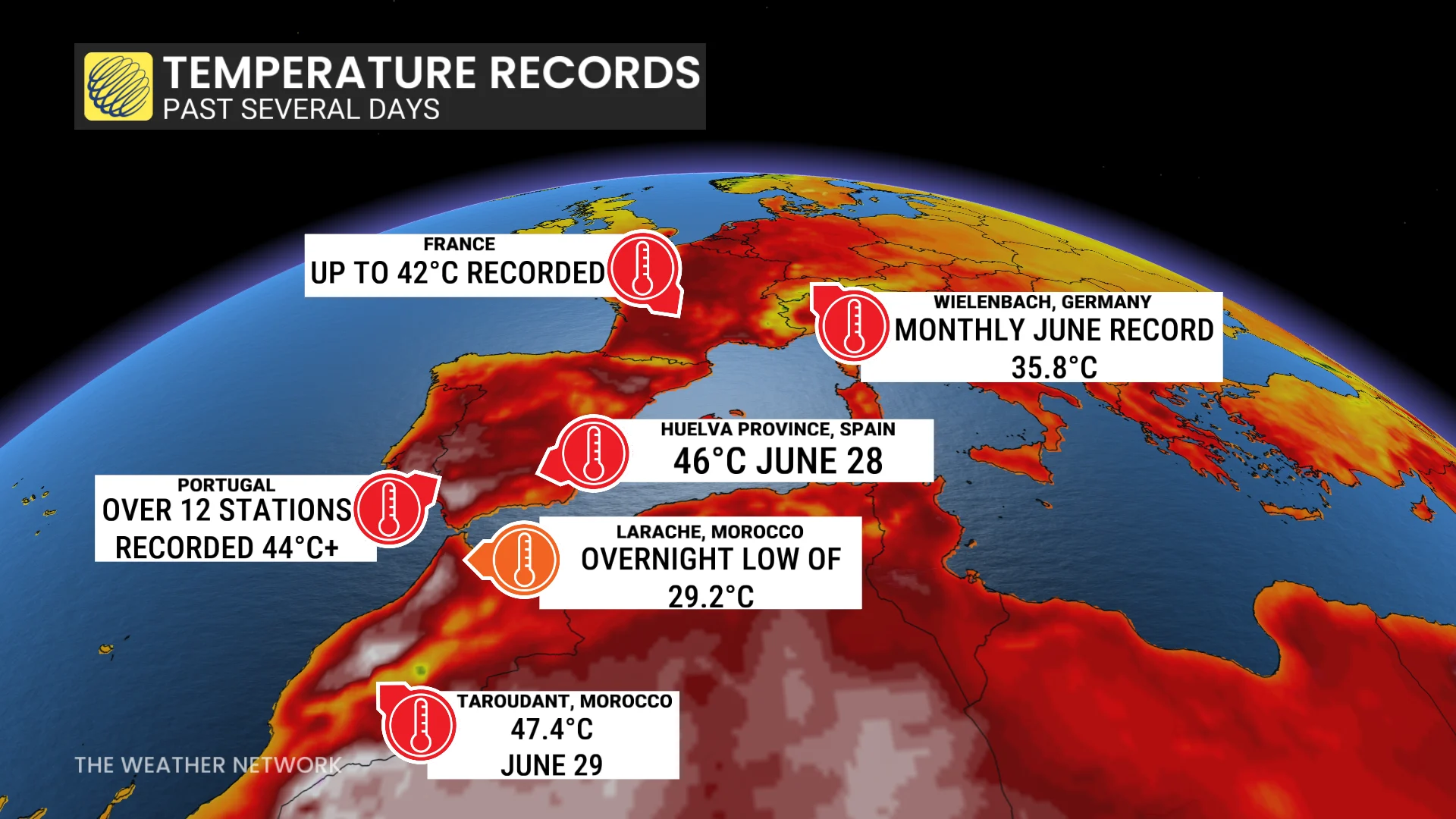 Europe, Hot, Heat Wave, Record, Summer, July 01, 2025. (The Weather Network/Tyler Hamilton)
