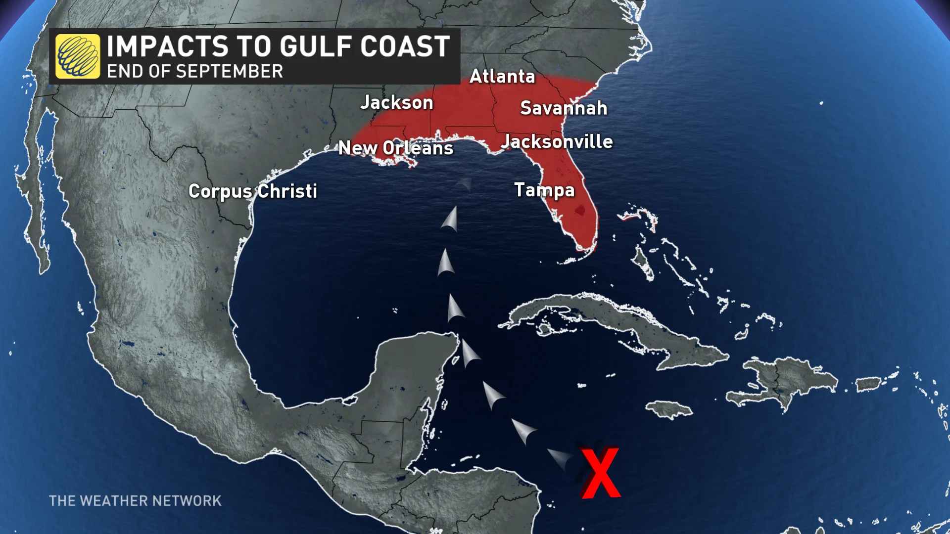 Baron - Tropics - Impact to Gulf coast