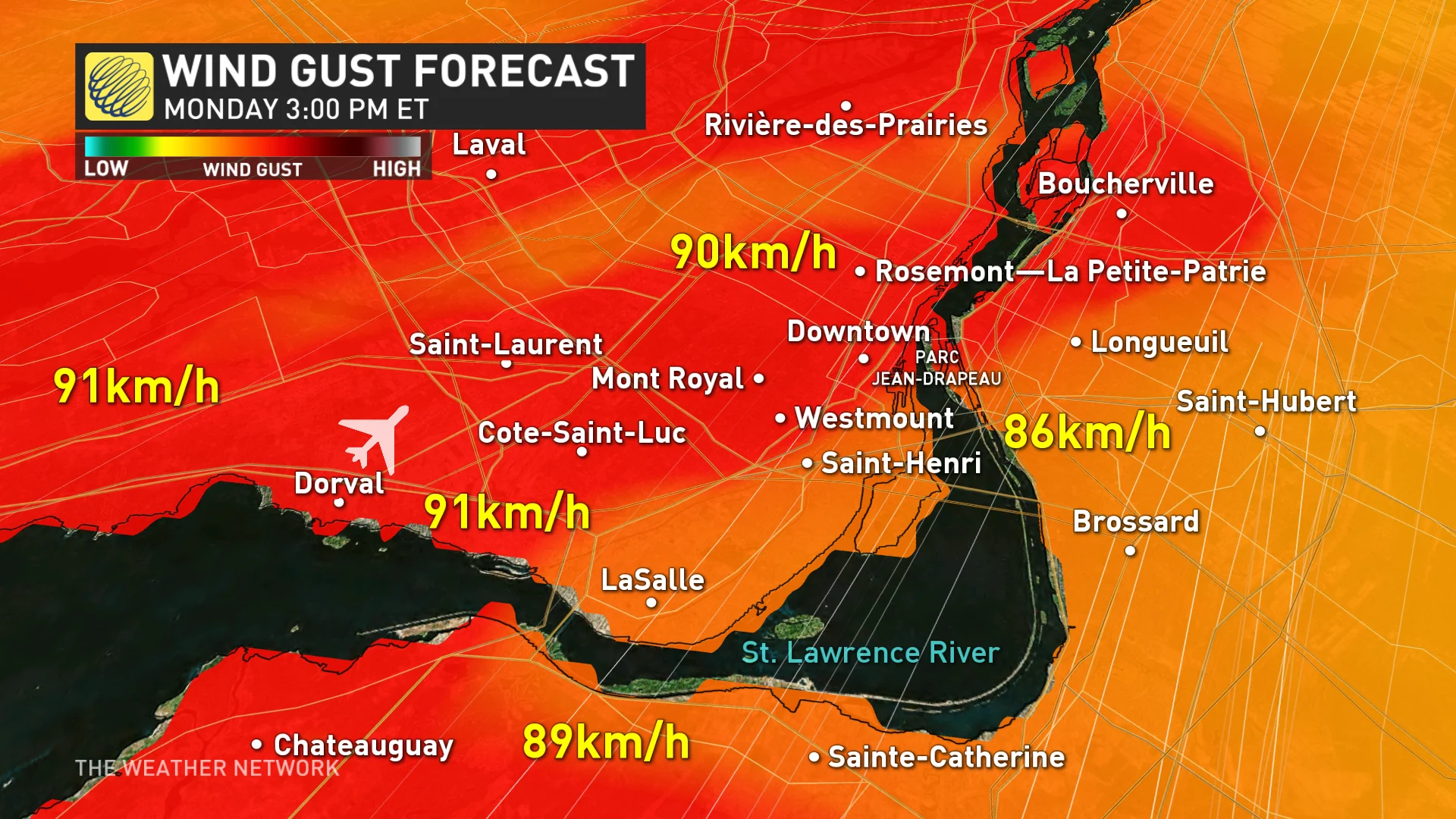 Baron - Quebec winds at 3pm Monday - Jan27