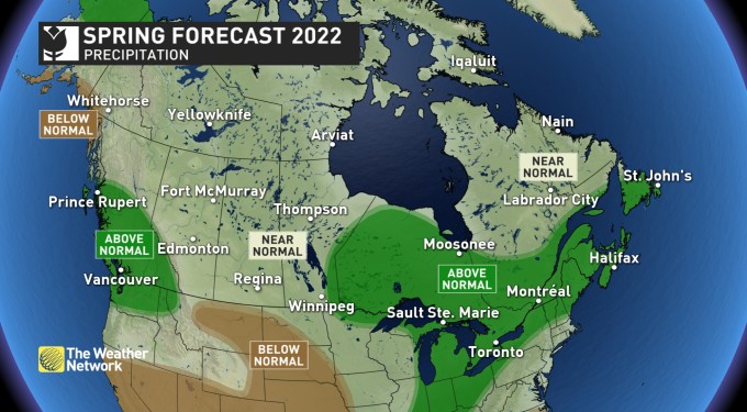 Canada's 2022 Spring Forecast - Precipitation 