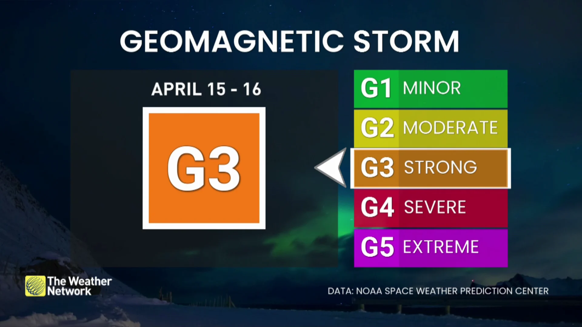G3 storm April 15-16 2025