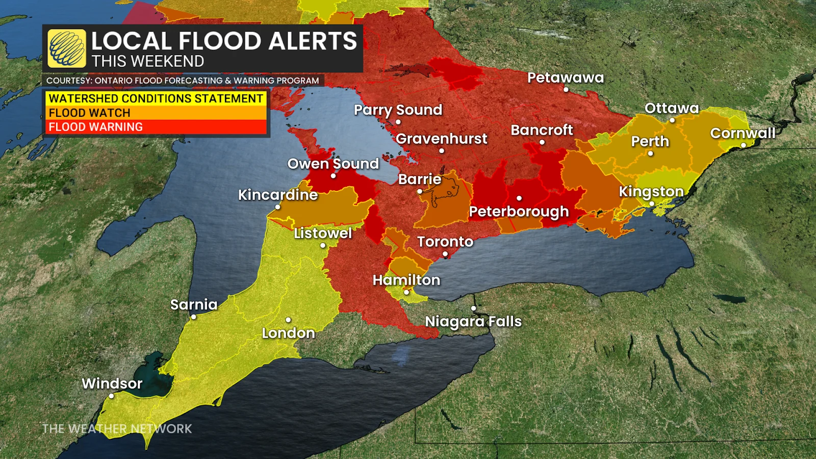 Ontario local flood alerts April 18 2026