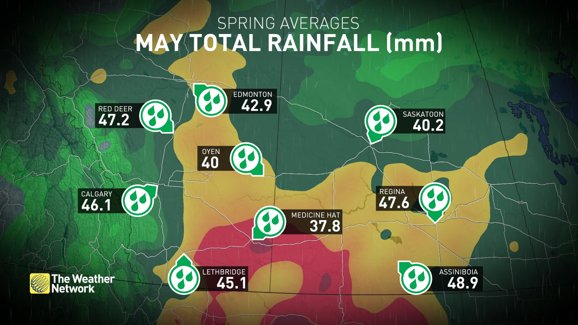 May total rainfall averages on the Prairies