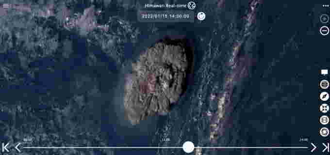 REUTERS: A plume rises over Tonga when the underwater volcano Hunga Tonga-Hunga Ha'apai erupted in this satellite image taken by Himawari-8, a Japanese weather satellite operated by Japan Meteorological Agency, on January 15, 2022 and released by National Institute of Information and Communications Technology (NICT) and obtained by Reuters on January 16, 2022. National Institute of Information and Communications Technology (NICT)/Handout via REUTERS