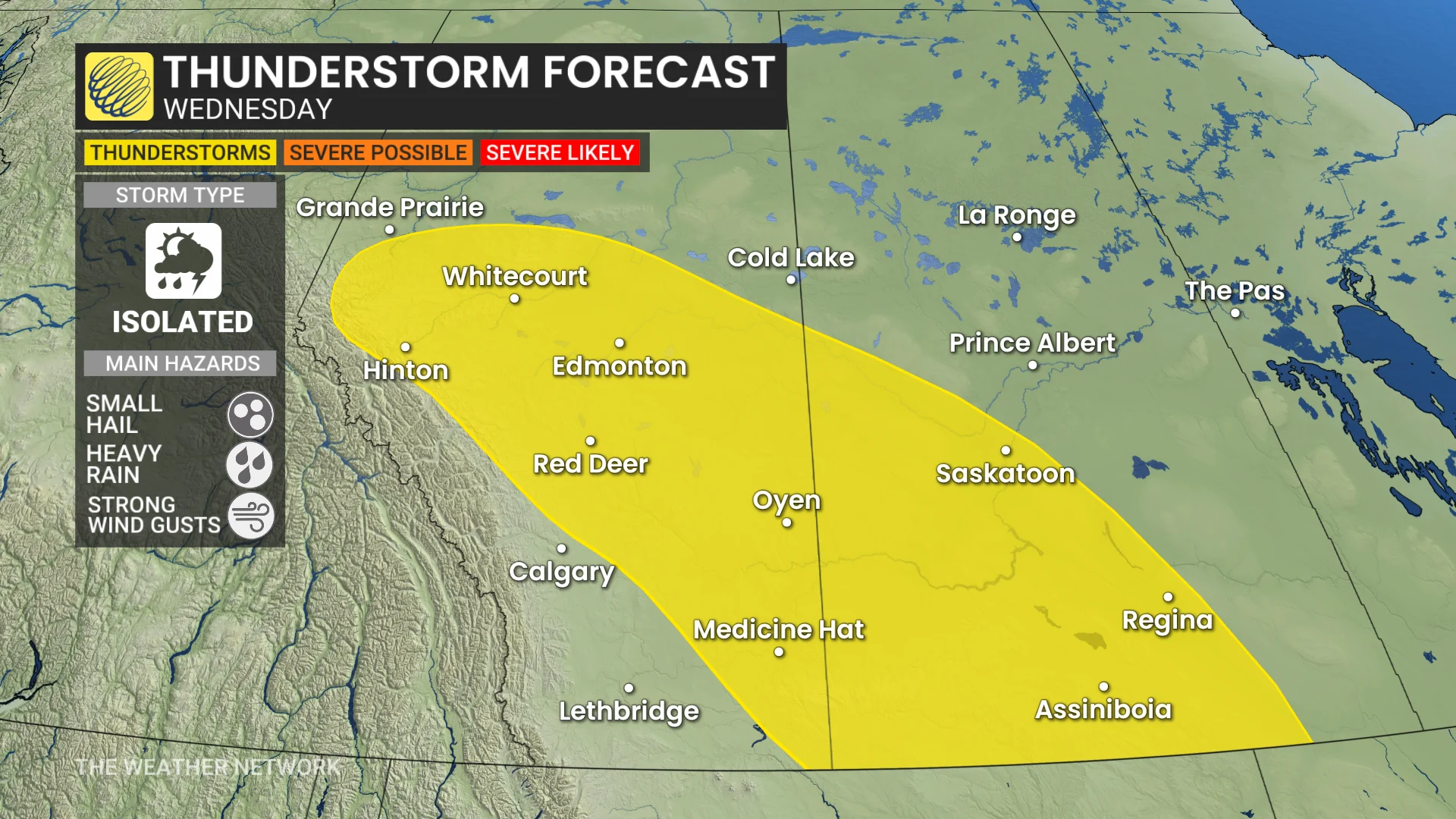Prairies thunderstorm forecast Wednesday