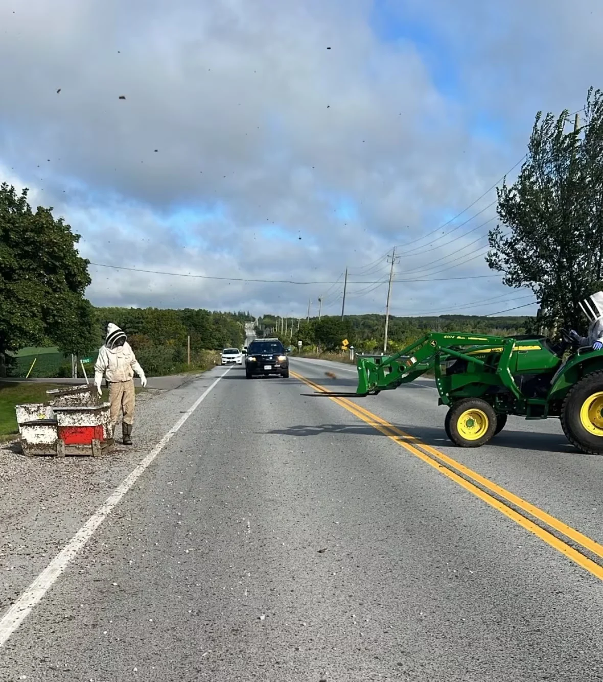 CBC: Bees and beekeepers on Burlington roadway (Submitted by Luc Peters)