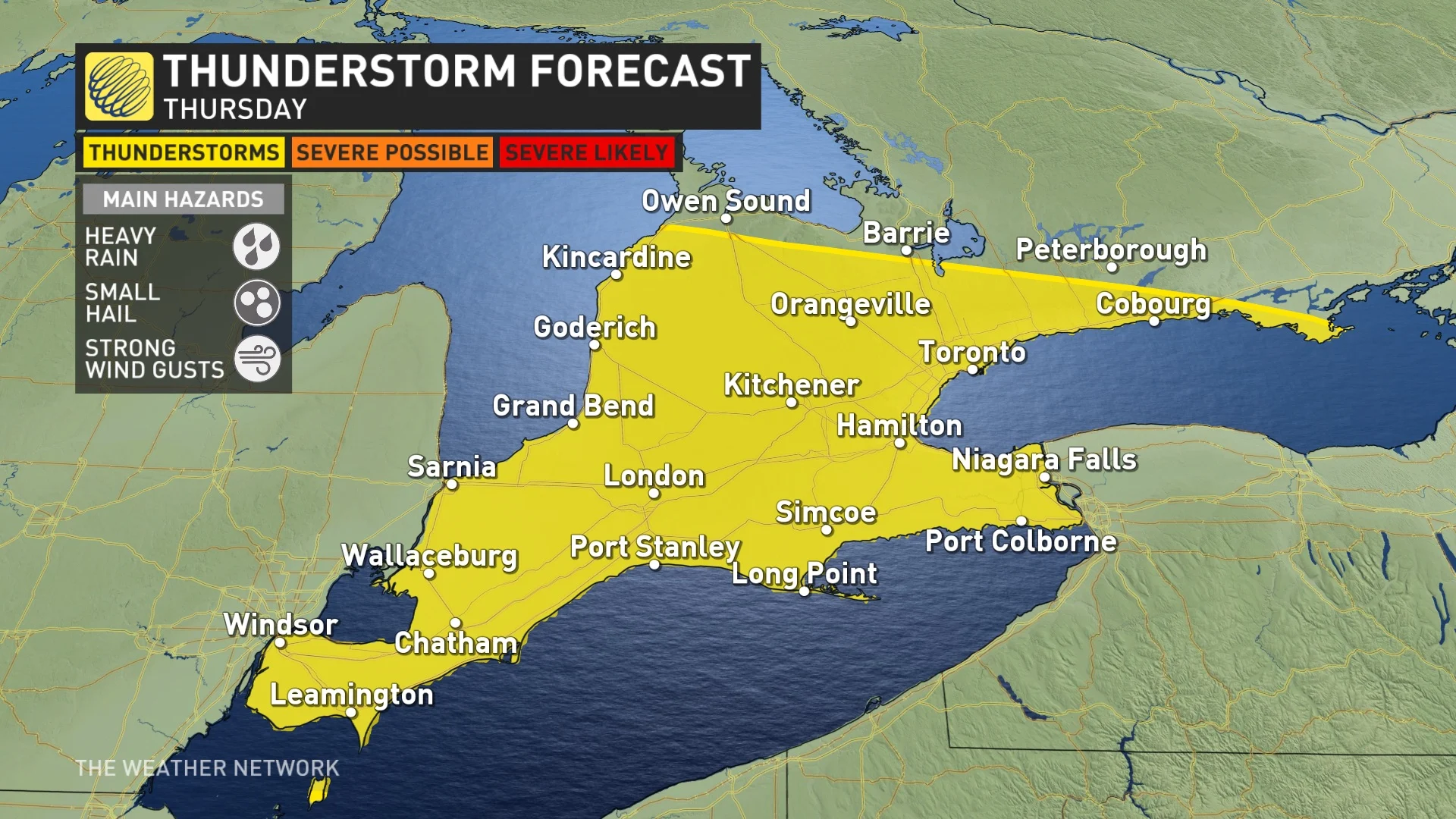Ontario thunderstorm risk map April 10