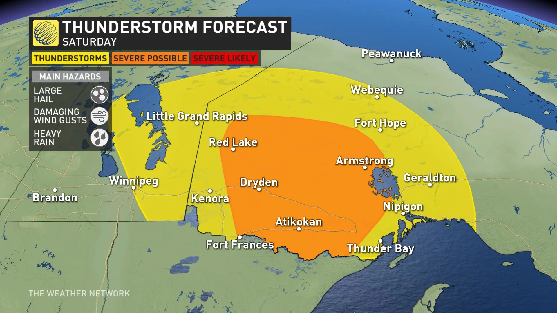 Ontario storm risk map Saturday