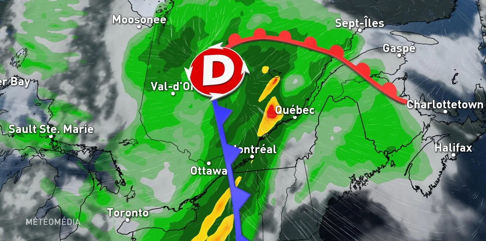 Risque d'orages, rafales à 80 km/h : une tempête automnale frappe le Québec