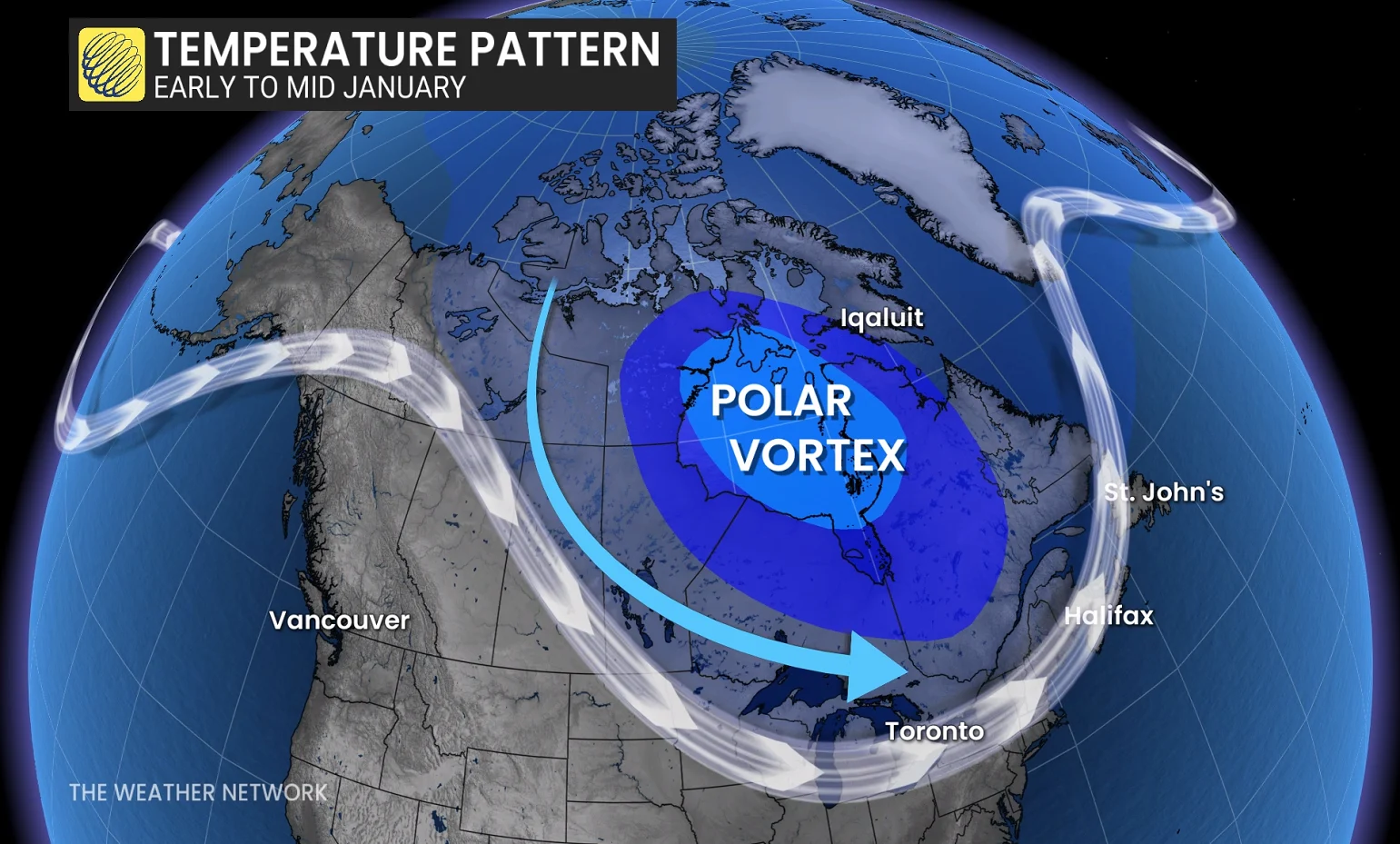 canada temperature outlook polar vortex january 2025
