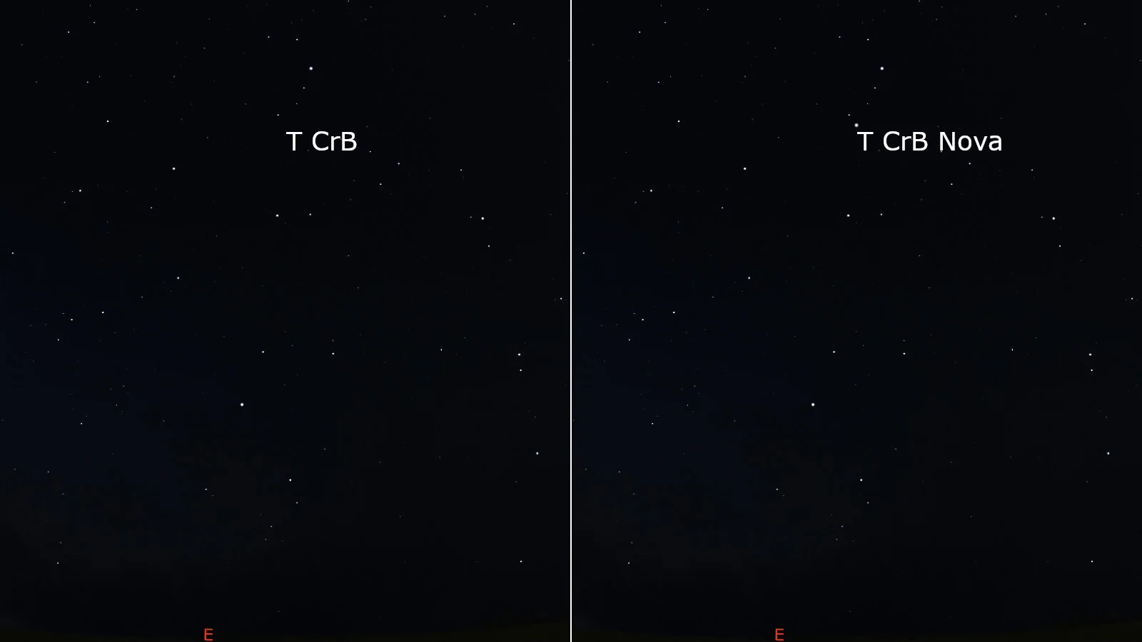 T Coronae Borealis vs Nova - Stellarium - 130am Mar 31 2024